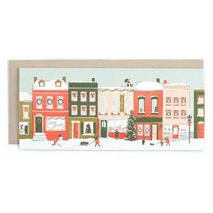 SET OF 4 - Holiday Card, Winter City Sidewalks Winter Village